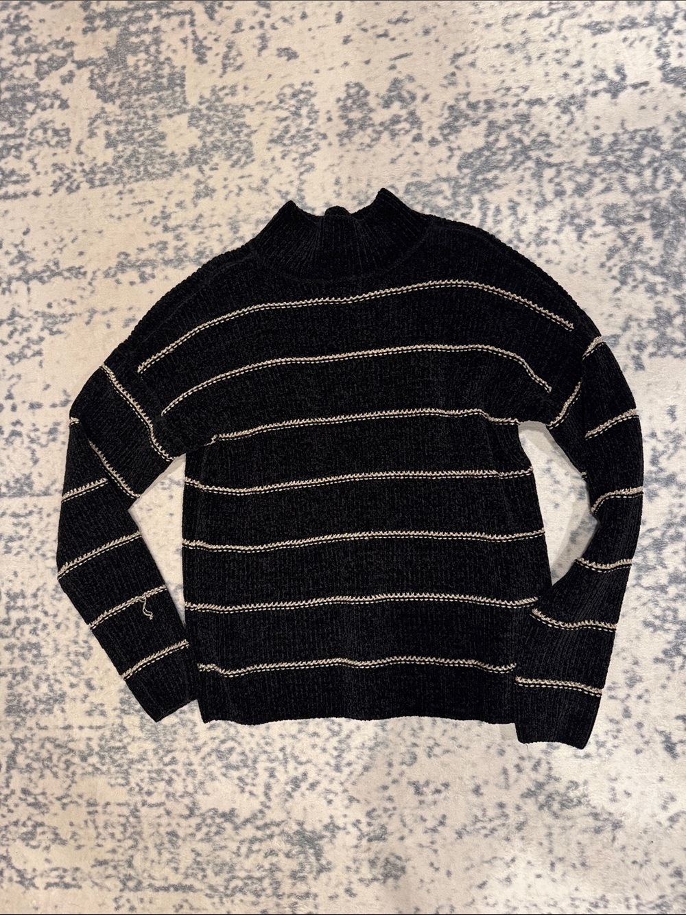 Rachel Zoe Black Stripe Mock Neck Sweater